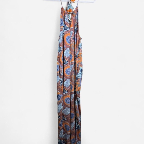 Easel Boho Patchwork Halter Jumpsuit Wide Leg Festival Tassel - Picture 2 of 4